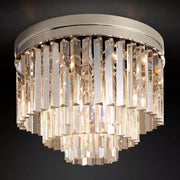 1920s Odeon Modern K9 Crystal Flushmount Chandelier, Round Led Ceiling Light for Living Room