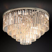 1920s Odeon Modern K9 Crystal Flushmount Chandelier, Round Led Ceiling Light for Living Room