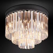 1920s Odeon Modern K9 Crystal Flushmount Chandelier, Round Led Ceiling Light for Living Room