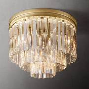 1920s Odeon Modern K9 Crystal Flushmount Chandelier, Round Led Ceiling Light for Living Room