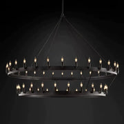 Filament Vintage Two-Tier Round Metal Chandelier Lighting 36