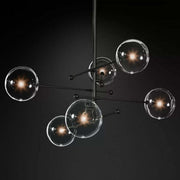 Sierra Glass Globe Modern Six-Arm Chandelier 55
