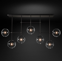 Fulcrum Glass Globe Mobile Linear Chandelier Light 60