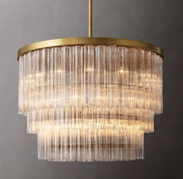 Caesar Glass Tube 3-Tier Round Chandelier 48