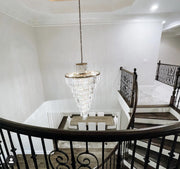 Odeon Spiral Tiered/ Layered Crystal Fringe Living Room Chandelier Light