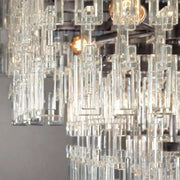 Marignans Tiered Rectangle Glass Chandelier, Luxury Modern Indoor Lamps
