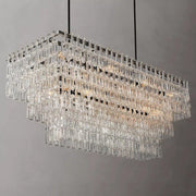 Marignans Tiered Rectangle Glass Chandelier, Luxury Modern Indoor Lamps