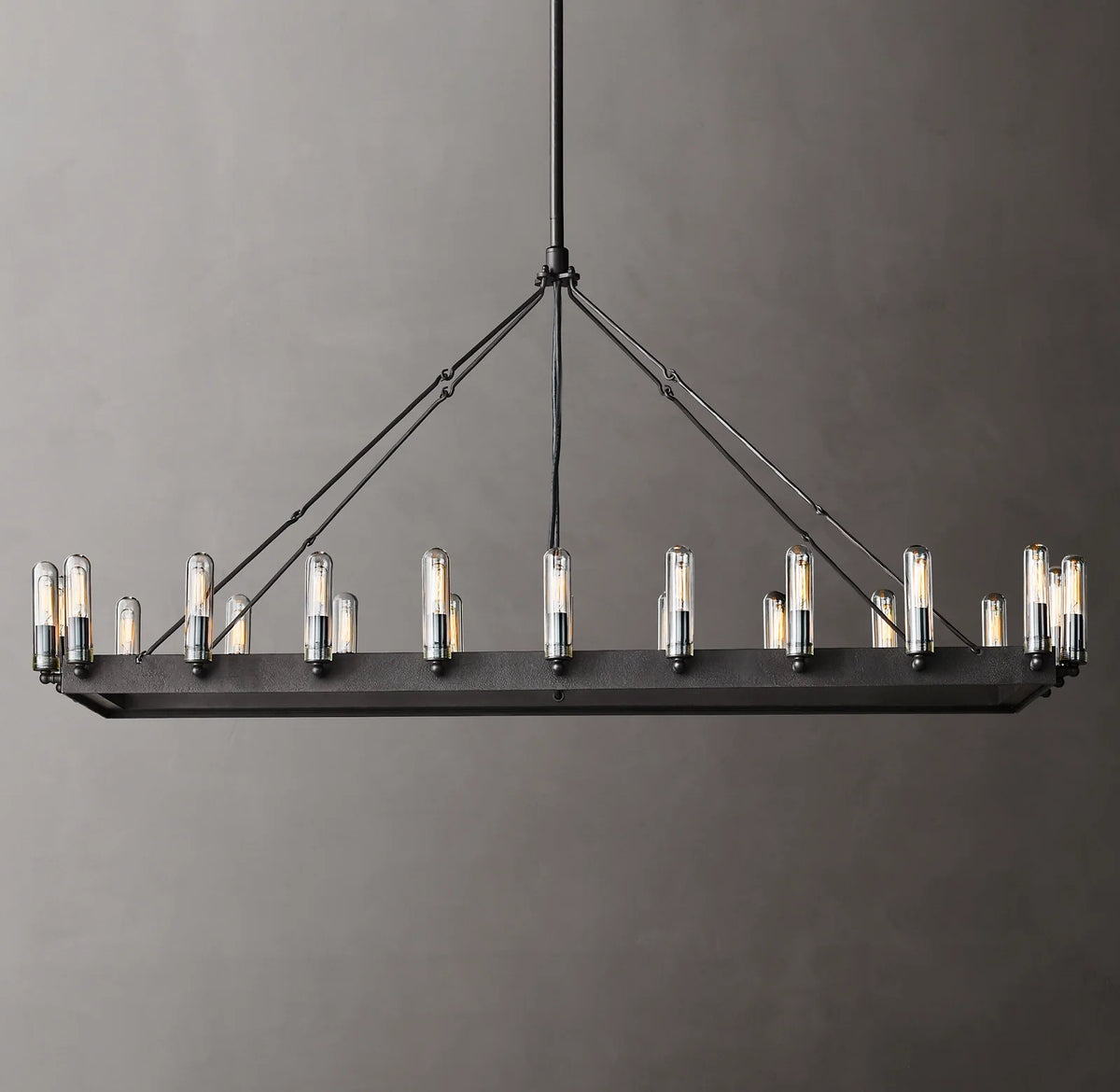 Filament Vintage Candelabra Rectangular Chandelier, Outdoor Linear Lam ...