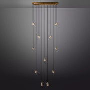 Pearl Linear Rectangle Glass Chandelier, Modern Linear Lamp for Living room