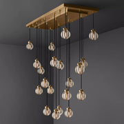 Pearl Linear Rectangle Glass Chandelier, Modern Linear Lamp for Living room