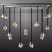 Pearl Linear Rectangle Glass Chandelier, Modern Linear Lamp for Living room