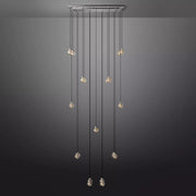 Pearl Linear Rectangle Glass Chandelier, Modern Linear Lamp for Living room