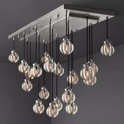 Pearl Linear Rectangle Glass Chandelier, Modern Linear Lamp for Living room