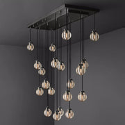 Pearl Linear Rectangle Glass Chandelier, Modern Linear Lamp for Living room