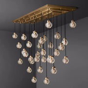 Pearl Linear Rectangle Glass Chandelier, Modern Linear Lamp for Living room