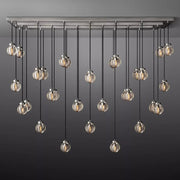Pearl Linear Rectangle Glass Chandelier, Modern Linear Lamp for Living room