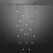 Pearl Linear Rectangle Glass Chandelier, Modern Linear Lamp for Living room