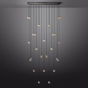 Pearl Linear Rectangle Glass Chandelier, Modern Linear Lamp for Living room