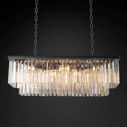 1920s Odeon 2 Tiers Crystal Linear Chandelier