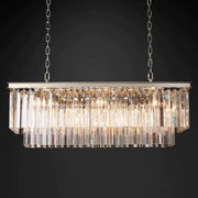 1920s Odeon 2 Tiers Crystal Linear Chandelier