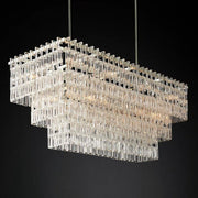 Marignans Tiered Rectangle Glass Chandelier, Luxury Modern Indoor Lamps