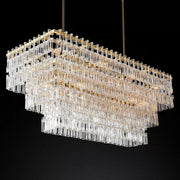 Marignans Tiered Rectangle Glass Chandelier, Luxury Modern Indoor Lamps