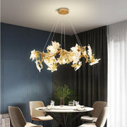 Telly Brass Maple Leaf Crystal Chandelier