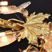 Telly Brass Maple Leaf Crystal Chandelier