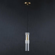 Postmodern Glass Crystal Tube Brass Pendant Height 14