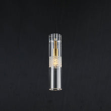 Load image into Gallery viewer, Postmodern Glass Crystal Tube Brass Pendant Height 14&quot;