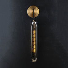 Load image into Gallery viewer, Postmodern Smoky Gray Crystal Tube Wall Sconce Height 15&quot;