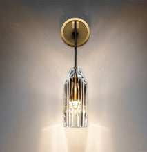 Load image into Gallery viewer, Modern Faceted Crystal Pendant Wall Sconce
