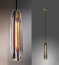 Load image into Gallery viewer, Modern Smoky/Clear Crystal Pendant Light